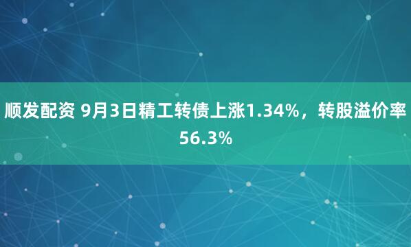 顺发配资 9月3日精工转债上涨1.34%，转股溢价率56.3%