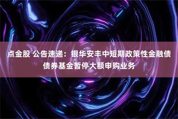 点金股 公告速递：银华安丰中短期政策性金融债债券基金暂停大额申购业务