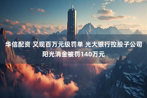 华信配资 又现百万元级罚单 光大银行控股子公司阳光消金被罚140万元