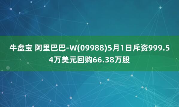 牛盘宝 阿里巴巴-W(09988)5月1日斥资999.54万美元回购66.38万股