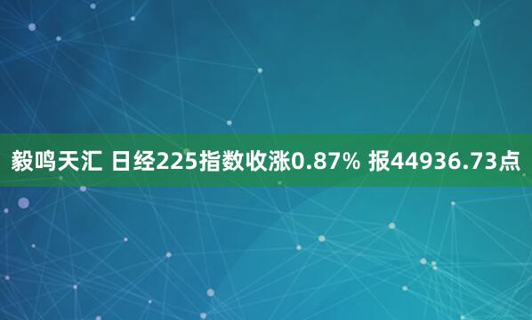 毅鸣天汇 日经225指数收涨0.87% 报44936.73点