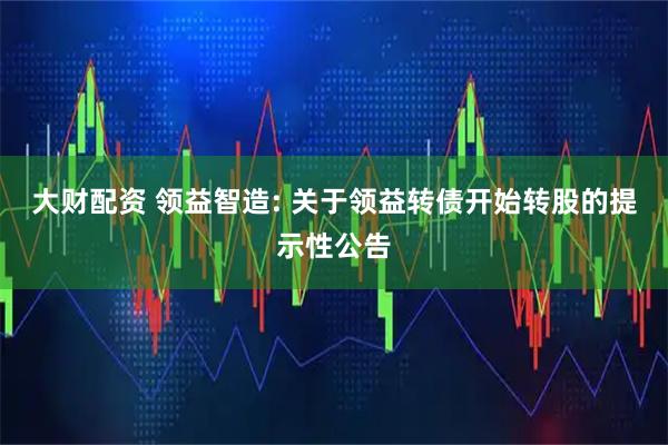 大财配资 领益智造: 关于领益转债开始转股的提示性公告