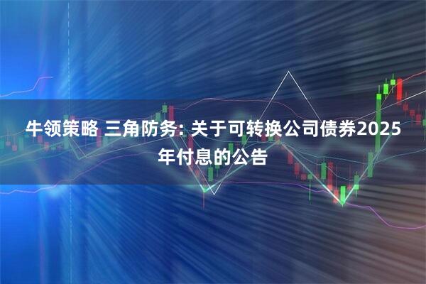 牛领策略 三角防务: 关于可转换公司债券2025年付息的公告